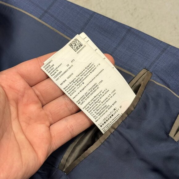 Hugo Boss Blazer Windowpane Blue 100s Wool Sport Coat Johnstons5/Lenon1 38 S - Picture 12 of 13